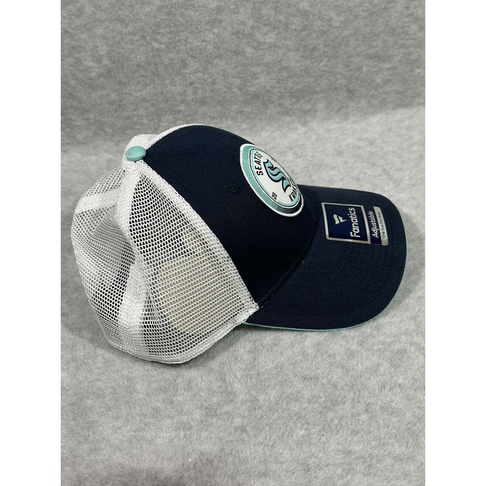 Seattle Kraken Hat Cap Snapback Fanatics Blue NHL Hockey One Size Pro Mesh - Picture 3 of 7